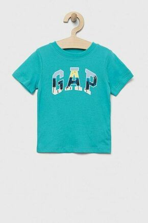 Otroška bombažna kratka majica GAP turkizna barva - turkizna. Otroške lahkotna kratka majica iz kolekcije GAP