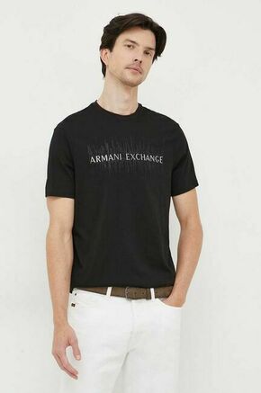 Bombažna kratka majica Armani Exchange črna barva - črna. Lahkotna kratka majica iz kolekcije Armani Exchange