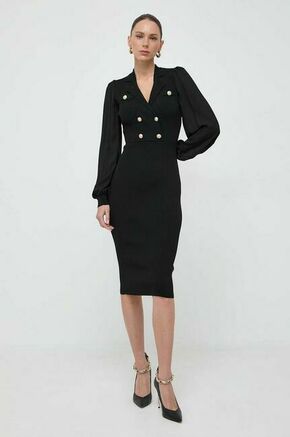 Obleka Morgan črna barva - črna. Obleka iz kolekcije Morgan. Model izdelan iz kombinacija dveh različnih materialov. Zelo elastičen material zagotavlja popolno svobodo gibanja.