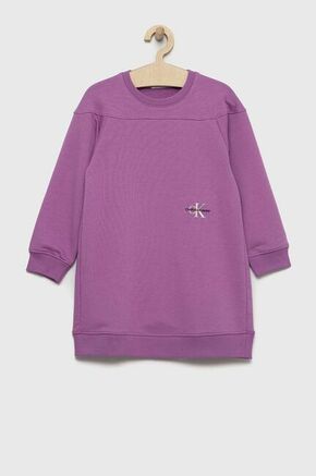 Otroška obleka Calvin Klein Jeans vijolična barva
