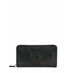 Usnjena denarnica Karl Lagerfeld ženski, črna barva - črna. Velika denarnica iz kolekcije Karl Lagerfeld. Model izdelan iz kombinacije naravnega in ekološkega usnja.