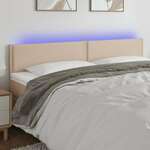 Greatstore LED posteljno vzglavje kapučino 200x5x78/88 cm umetno usnje