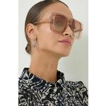 Sončna očala Gucci ženski, prozorna barva - transparentna. Sončna očala iz kolekcije Gucci. Model z enobarvnimi stekli in okvirji iz plastike. Ima filter UV 400.