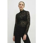 Majica Answear Lab ženska, črna barva - črna. Bluza iz kolekcije Answear Lab, izdelana iz čipkastega materiala. Model iz raztegljive tkanine, ki poudari in oblikuje silhueto.