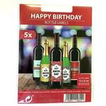 Nalepke za steklenice, Fancy 5 kos - Happy birthday 1