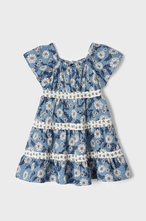Otroška obleka Mayoral mornarsko modra barva - mornarsko modra. Otroška Obleka iz kolekcije Mayoral. Nabran model izdelan iz vzorčaste tkanine.