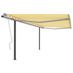 Vidaxl Avtomatsko zložljiva tenda s stebrički 4,5x3,5 m rumena in bela