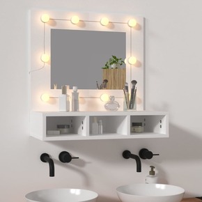 VidaXL Omarica z ogledalom in LED lučkami bela 60x31