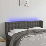 Greatstore LED posteljno vzglavje sivo 147x16x78/88 cm umetno usnje