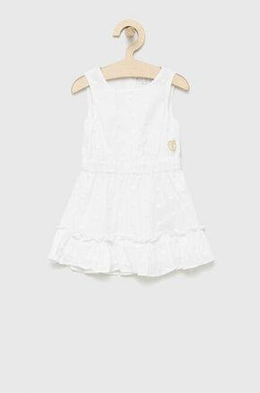 Otroška bombažna obleka Guess bela barva