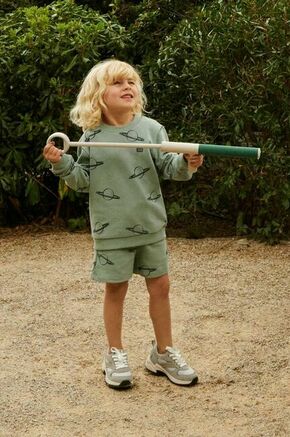 Otroške bombažne kratke hlače Liewood Gram Printed Sweatshorts zelena barva - zelena. Otroške kratke hlače iz kolekcije Liewood. Model izdelan iz vzorčaste pletenine. Model iz izjemno udobne bombažne tkanine.