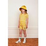 Otroški bombažen t-shirt Mini Rodini - rumena. Otroški t-shirt iz kolekcije Mini Rodini. Model izdelan iz vzorčaste pletenine.