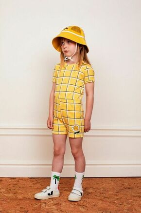 Otroški bombažen t-shirt Mini Rodini - rumena. Otroški t-shirt iz kolekcije Mini Rodini. Model izdelan iz vzorčaste pletenine.