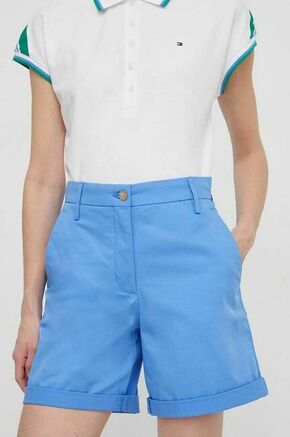 Kratke hlače Tommy Hilfiger ženski - modra. Kratke hlače iz kolekcije Tommy Hilfiger