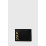 Usnjen etui za kartice BOSS moški, črna barva - črna. Etui za kartice iz kolekcije BOSS. Model izdelan iz naravnega usnja.