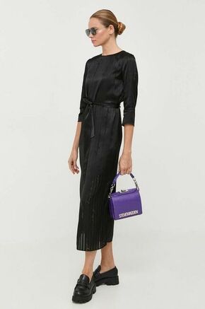 Obleka Armani Exchange črna barva - črna. Obleka iz kolekcije Armani Exchange. Model izdelan iz lahke tkanine. Model iz zračne tkanine z visoko vsebnostjo viskoze.