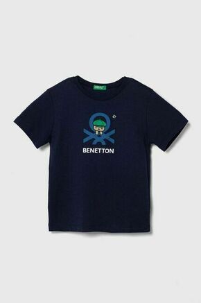 Otroška bombažna kratka majica United Colors of Benetton mornarsko modra barva - mornarsko modra. Otroške lahkotna kratka majica iz kolekcije United Colors of Benetton