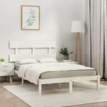 Greatstore Okvir za posteljo, bel, masivni les, 200x200 cm