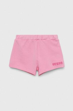 Otroške bombažne kratke hlače Guess roza barva - roza. Otroški kratke hlače iz kolekcije Guess. Model izdelan iz tanke