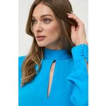 Majica Ivy Oak ženska - modra. Bluza iz kolekcije Ivy Oak, izdelana iz enobarvne tkanine. Model iz zračne viskozne tkanine.