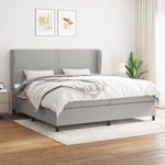 Box spring postelja z vzmetnico svetlo siva 200x200 cm blago - vidaXL - Siva - 200 x 200 cm - vidaXL