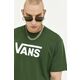 Bombažna kratka majica Vans zelena barva - zelena. Kratka majica iz kolekcije Vans, izdelana iz tanke, elastične pletenine. Model iz izjemno udobne bombažne tkanine.