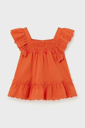 Majica za dojenčka Mayoral oranžna barva - oranžna. Za dojenčke mikica iz kolekcije Mayoral. Model izdelan iz enobarvnega materiala. Ima kvadratni izrez.
