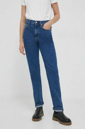 Kavbojke Calvin Klein Jeans ženski - modra. Kavbojke iz kolekcije Calvin Klein Jeans slim straight kroja