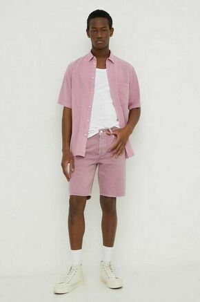 Bombažne kratke hlače Levi's roza barva - roza. Kratke hlače iz kolekcije Levi's. Model izdelan iz gladke tkanine. Model iz zračne bombažne tkanine.