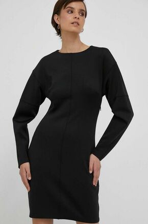 Obleka Calvin Klein črna barva - črna. Obleka iz kolekcije Calvin Klein. Model izdelan iz elastične pletenine. Poliester zagotavlja večjo odpornost na gubanje.