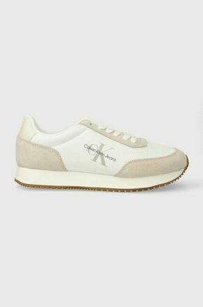 Superge Calvin Klein Jeans RETRO RUNNER LOW LACE NY ML bež barva