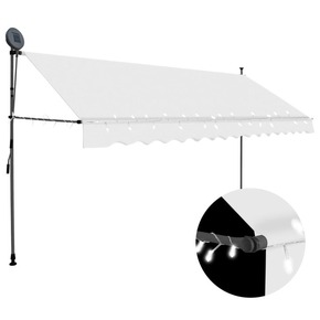 Ročno zložljiva tenda z LED lučmi 350 cm krem