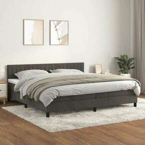 Greatstore Box spring postelja z vzmetnico temno siva 200x200 cm žamet