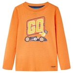 vidaXL Otroška majica z dolgimi rokavi potisk dirkalnikov temno oranžna 92