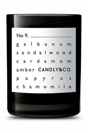 Candly dišeča sojina sveča No.9 Galbanum &amp; Sandalwood - črna. Dišeča sveča iz kolekcije Candly. Model izdelan iz stekla.