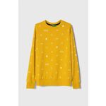 Otroški pulover United Colors of Benetton rumena barva - rumena. Otroški pulover iz kolekcije United Colors of Benetton, izdelan iz elastične pletenine. Model iz izjemno udobne tkanine z visoko vsebnostjo bombaža.