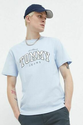 Bombažna kratka majica Tommy Jeans moški - modra. Kratka majica iz kolekcije Tommy Jeans