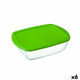 NEW Pravokotna Škatla za Malico s Pokrovom Pyrex Cook &amp; Store Zelena 1,1 L 23 x 15 x 7 cm Silikon Steklo (6 kosov)