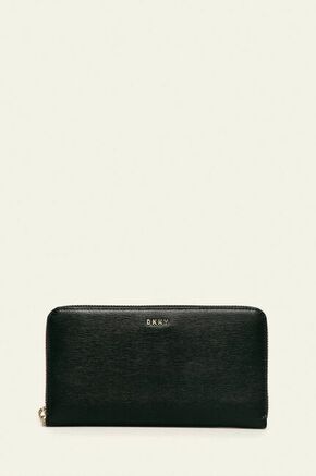 Dkny usnjena denarnica - črna. Velika denarnica iz kolekcije Dkny. Model izdelan iz naravnega usnja.
