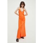 Obleka Birgitte Herskind oranžna barva - oranžna. Obleka iz kolekcije Birgitte Herskind. Model izdelan iz enobarvne tkanine. Izrazit model za posebne priložnosti.