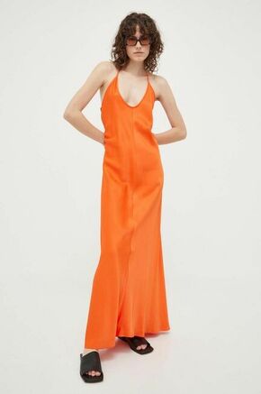 Obleka Birgitte Herskind oranžna barva - oranžna. Obleka iz kolekcije Birgitte Herskind. Model izdelan iz enobarvne tkanine. Izrazit model za posebne priložnosti.