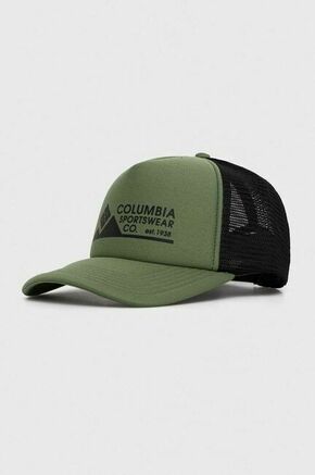 Kapa s šiltom Columbia zelena barva - zelena. Kapa s šiltom vrste baseball iz kolekcije Columbia. Model izdelan iz kombinacije različnih materialov.