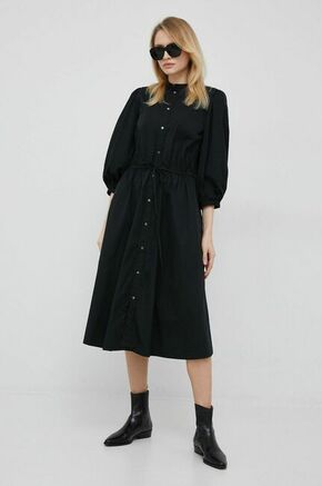 Bombažna obleka Polo Ralph Lauren črna barva