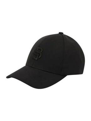Kapa s šiltom BOSS črna barva - črna. Kapa s šiltom vrste baseball iz kolekcije BOSS. Model izdelan iz materiala z nalepko.