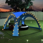 Vrtni šotor z LED lučmi in 4 stranicami 3,6x3,6x2,3 m moder