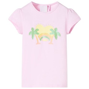 VidaXL Otroška majica s kratkimi rokavi svetlo roza 104