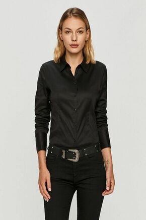 HUGO srajca - črna. Srajca iz kolekcije HUGO. Model izdelan iz enobarvne tkanine.