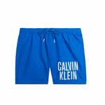 Kopalne kratke hlače Calvin Klein - modra. Kopalne kratke hlače iz kolekcije Calvin Klein. Model izdelan iz vzorčastega materiala. Tanek, gosto tkan material.