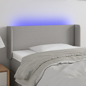 Greatstore LED posteljno vzglavje svetlo sivo 83x16x78/88 cm blago