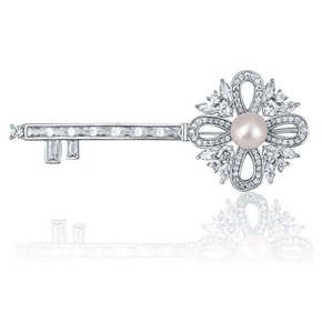 JwL Luxury Pearls Čudovita broška z biserjem 2 v 1 v obliki ključa JL0663